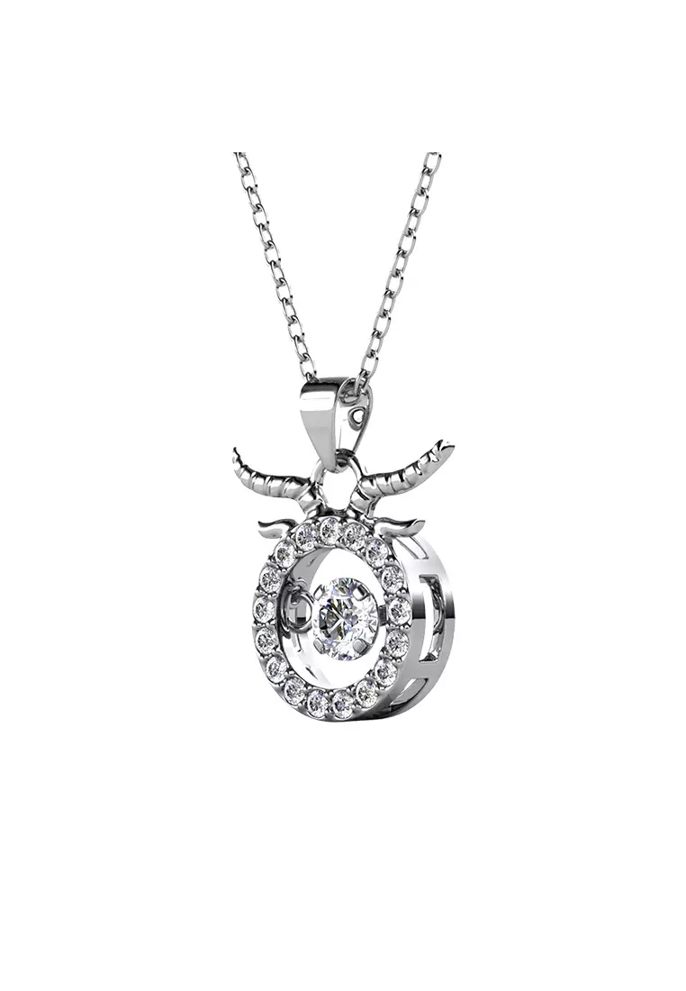 Dancing Horoscope Pendant Taurus WG - Kalung Crystal Swarovski by Her Jewellery