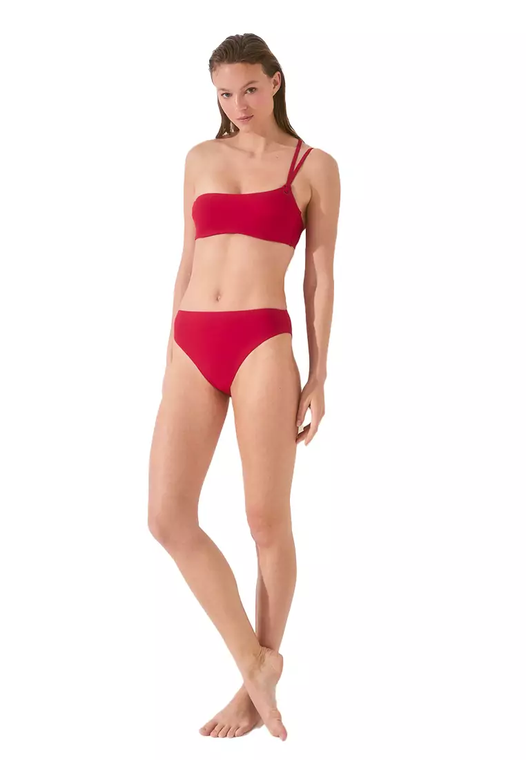 Red Asymmetric Bikini Top