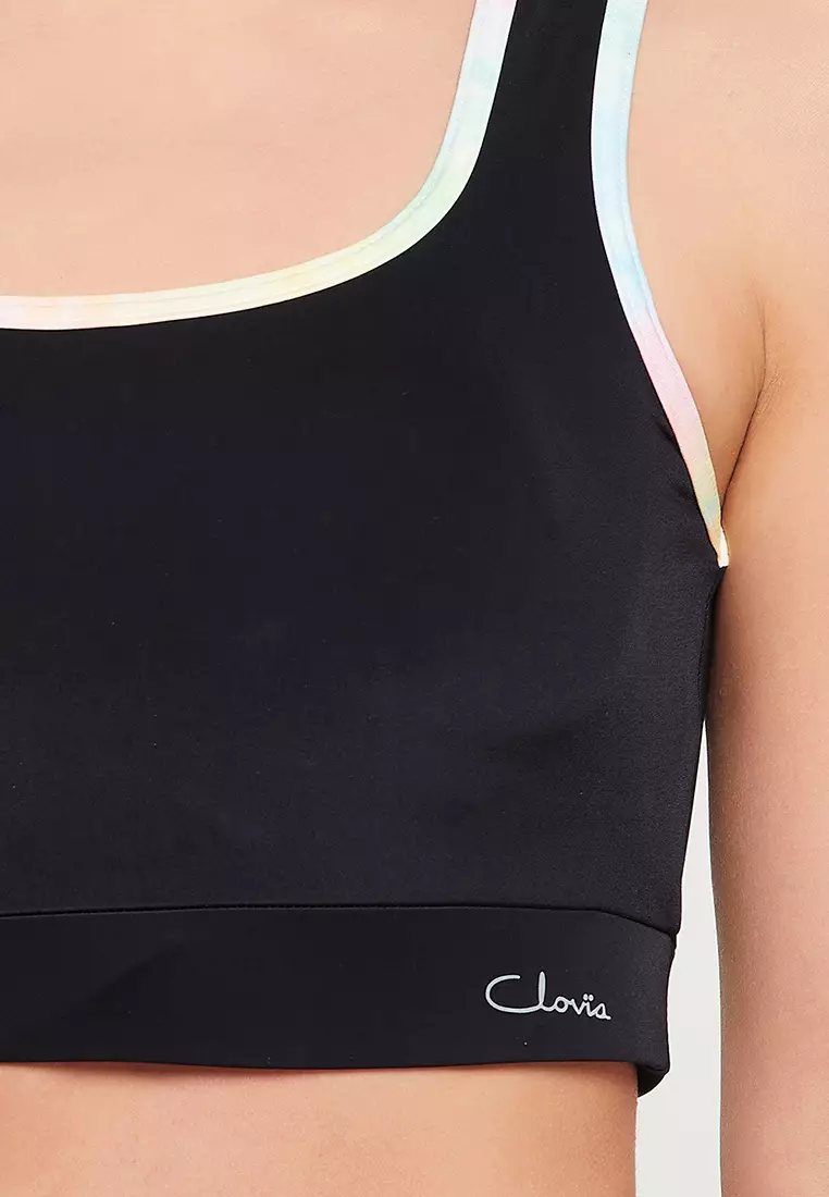 Clovia Medium Impact Padded Sports Bra with Removable Cups in Black