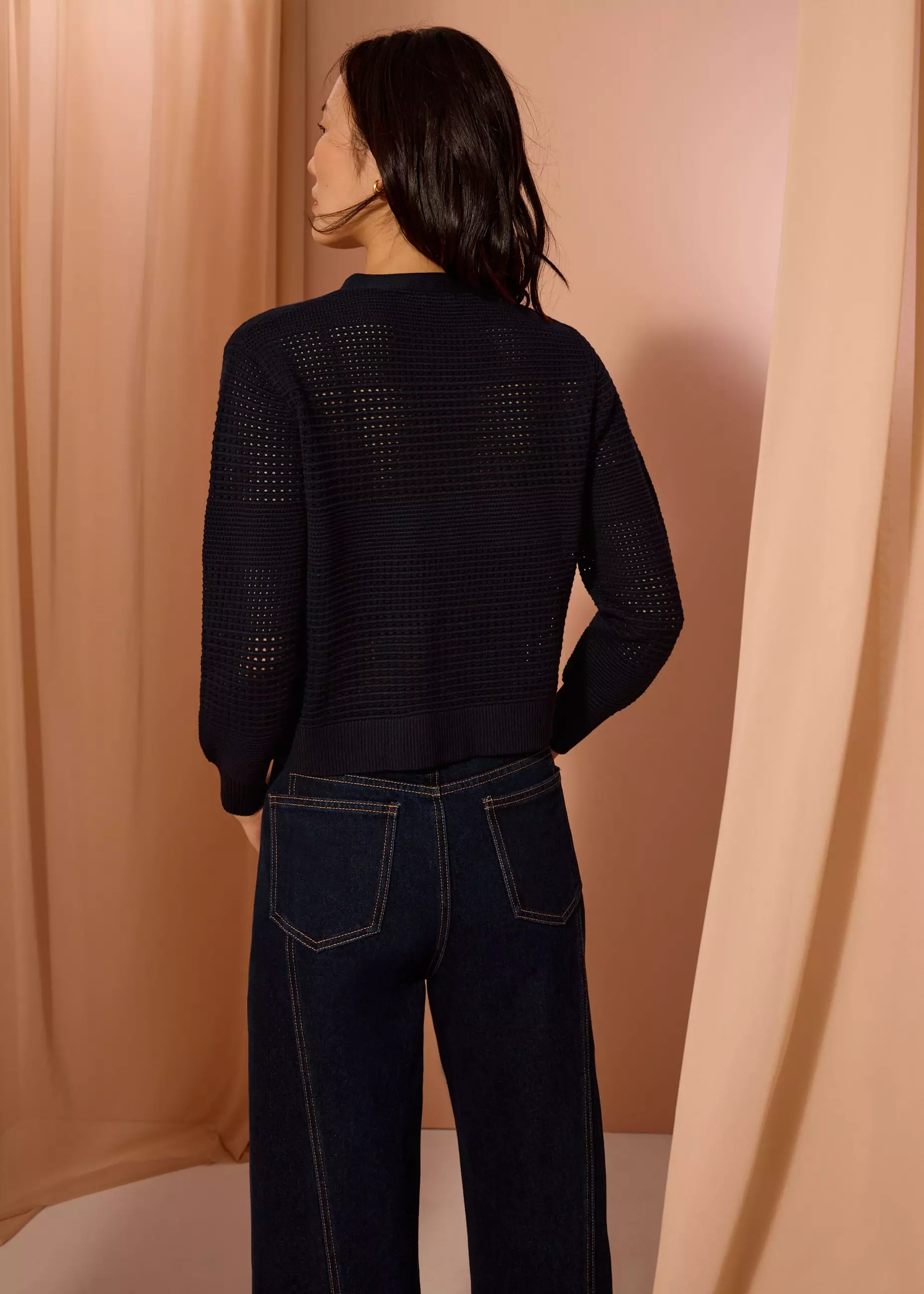 Cardigan Wanita - Relaxed Pointelle Knit Cardigan