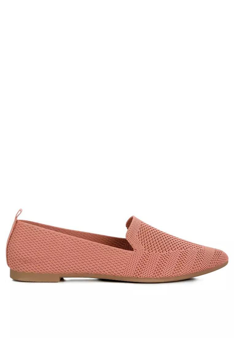 Discount on London Rag  shoes - SKU: Knit Textile Solid Flats In Pink