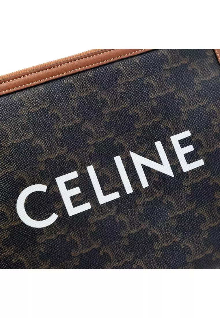 Pre-Loved Celine Small Triomphe Coated Canvas Clutch