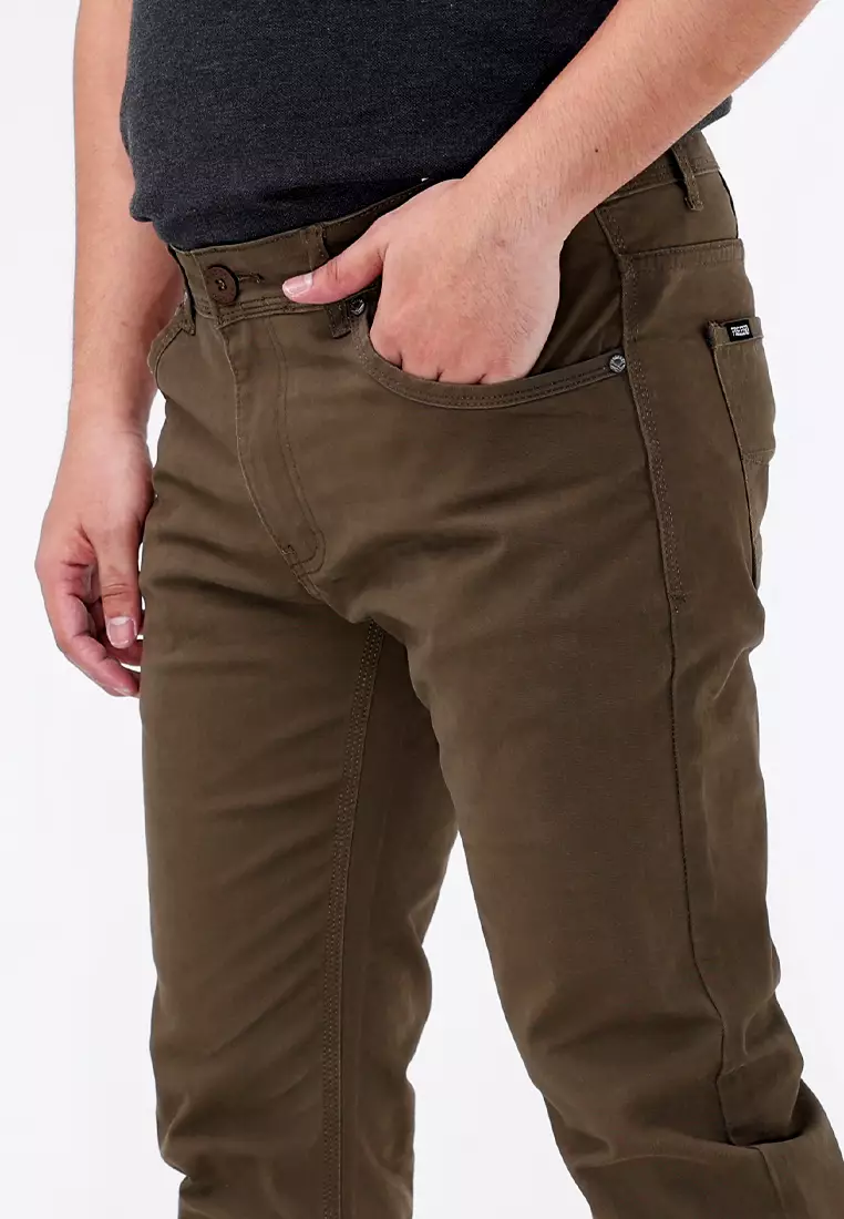 Colored Long Pants Slim Tapered Stretch