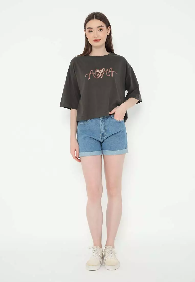 ALOHA FLORAL CROP TEE