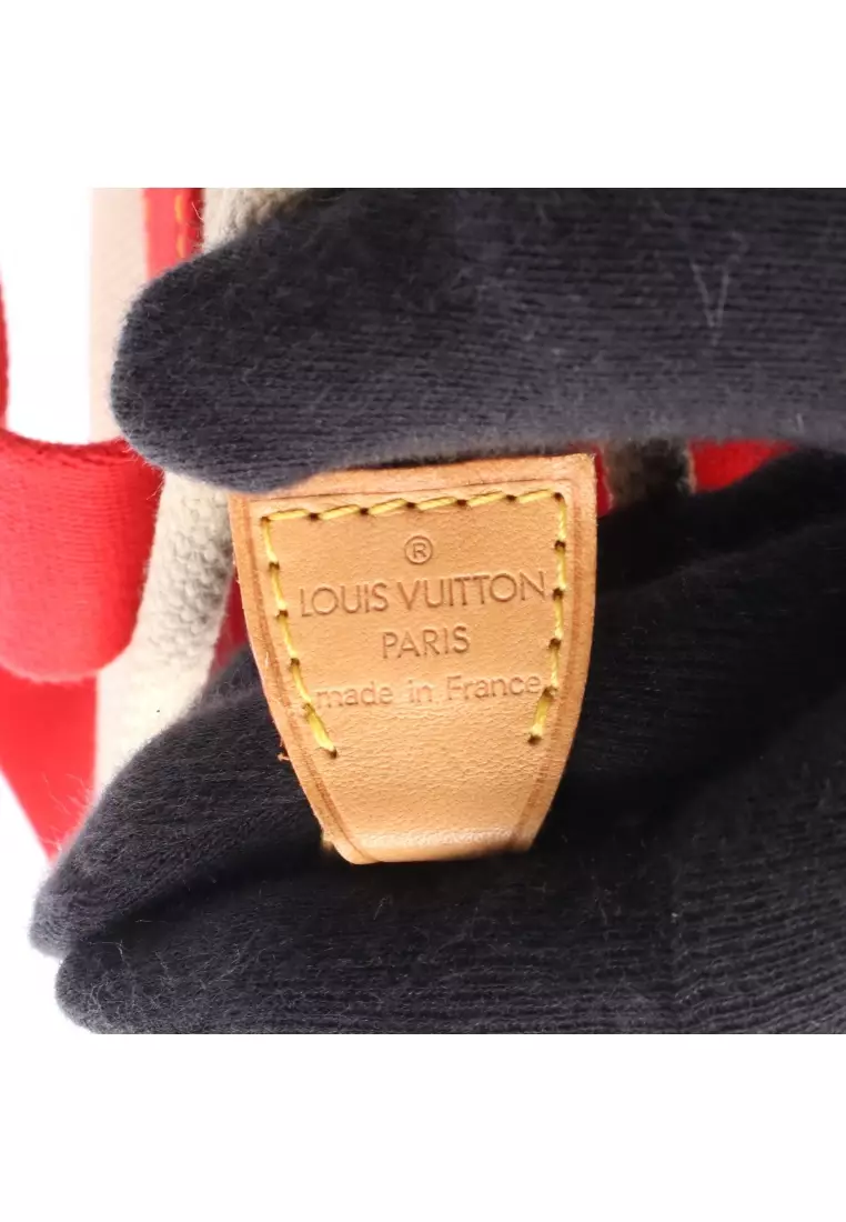 Pre-Loved Louis Vuitton Hippopotamus PM Antigua Handbag tote bag canvas leather beige Red