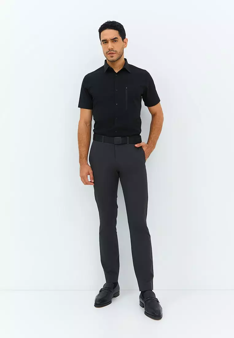 Jobb Rockton Kemeja Pria Lengan Pendek Slim Fit Hitam