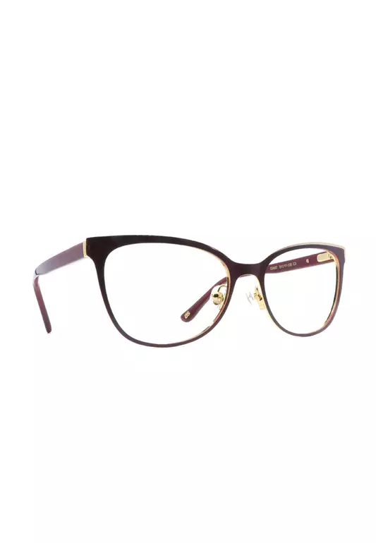 SS937 (C3-Matte Wine Red & Shiny Gold) Anti-Radiation Computer Eyeglasses for Women