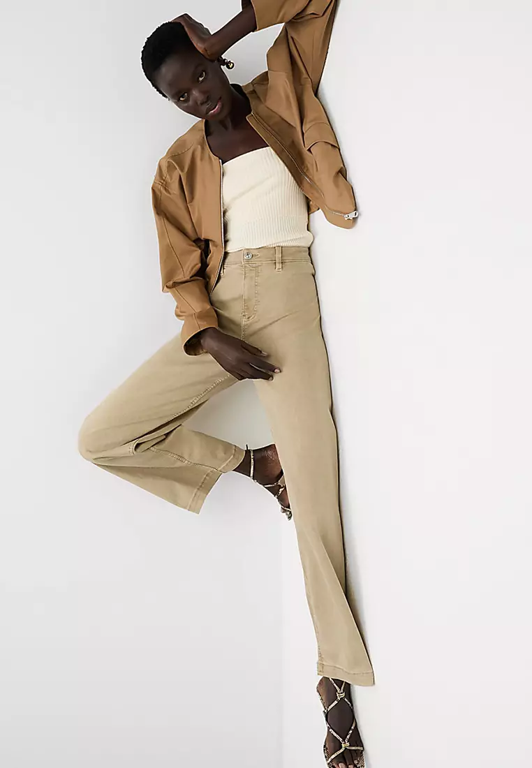 High Waisted Wide Leg Ankle Grazer Jeans