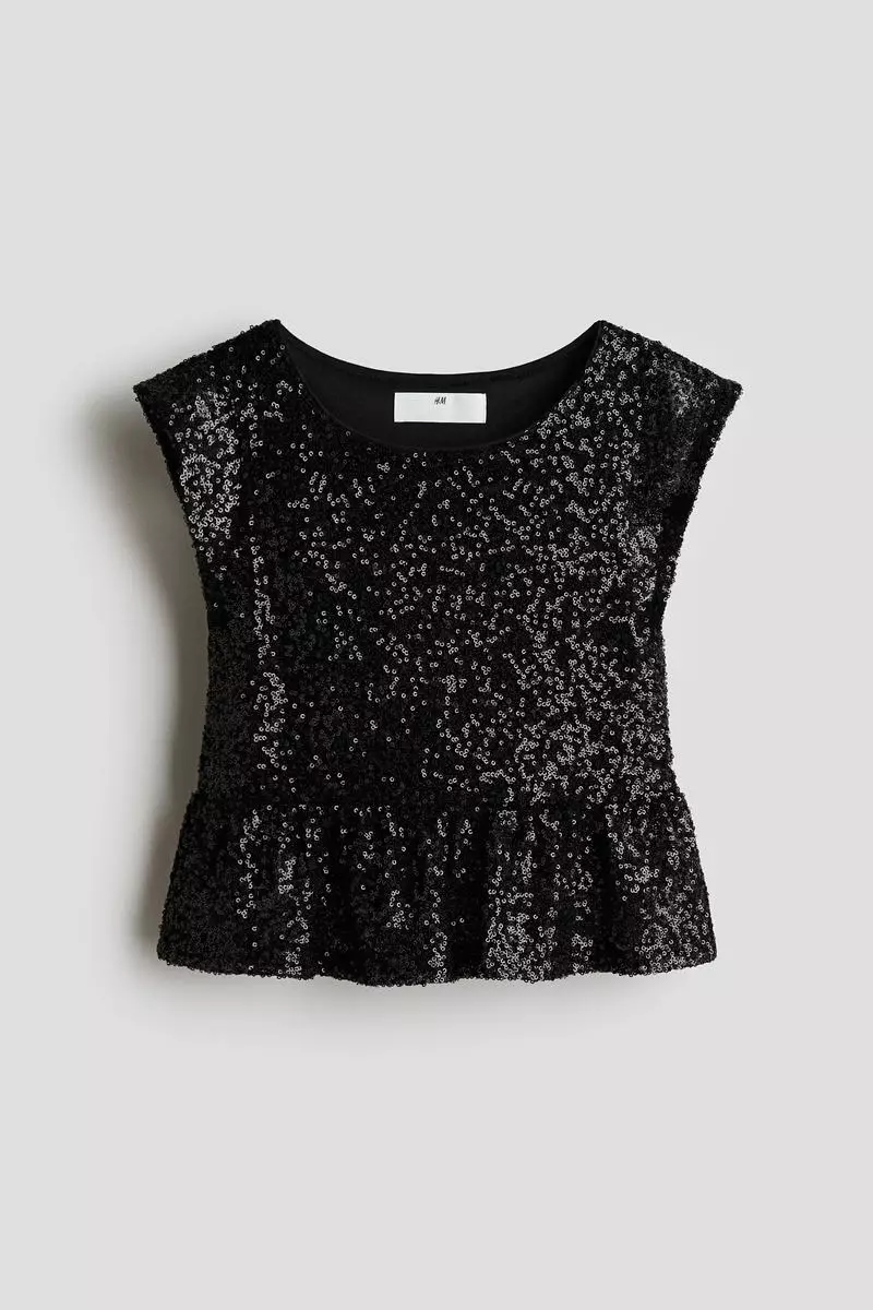 Sequined peplum top