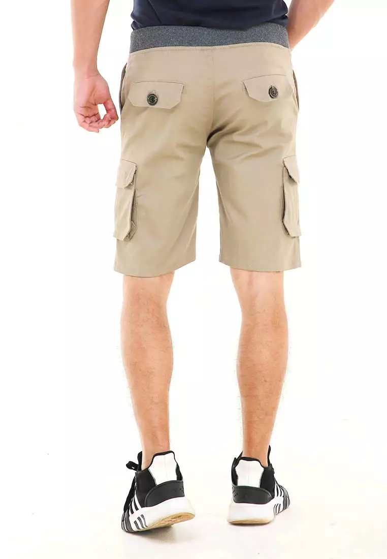 Rishham Celana Pendek Cargo Pria Button Pockets Sporty Short Pants Material Cotton ORIGINAL