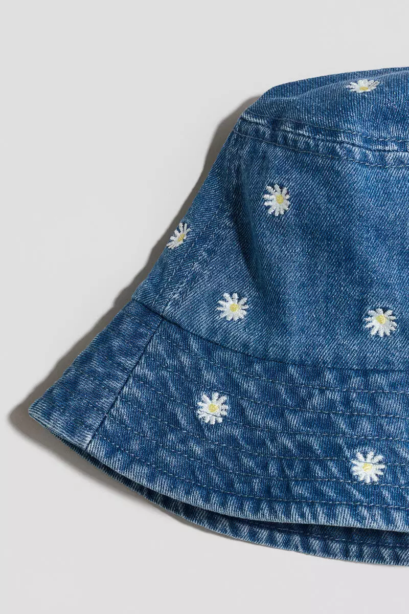 Buy H&M Embroidered denim bucket hat 2026 Online | ZALORA