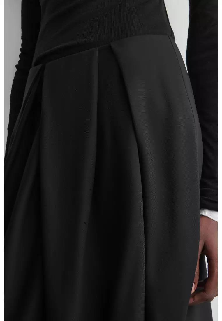 PLEATED WOOL MIDI TULIP SKIRT