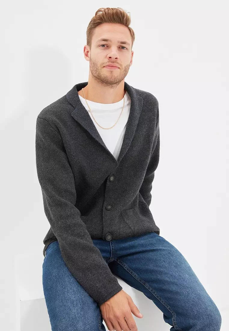 Regular Fit Shawl Collar Long Knitwear Cardigan.