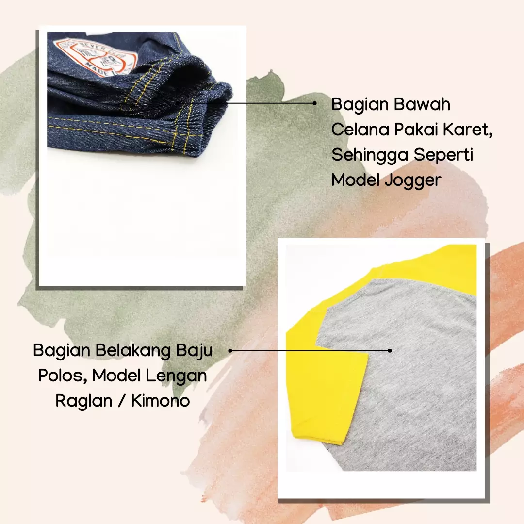 Wakakids Setelan Anak Laki Laki Usia 12 - 18 Bulan Celana Jeans Jogger 3438 Kuning