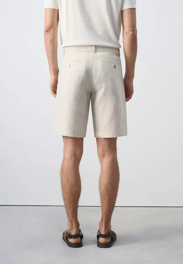 Slim-Fit 100% Linen Bermuda Shorts