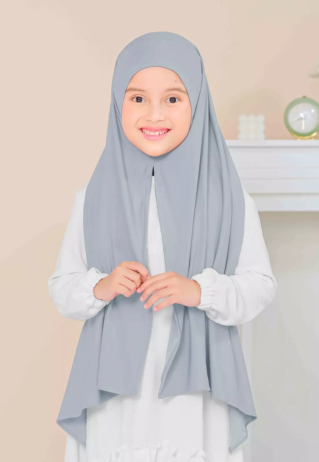 Cotton Bee - Calla Oval Instan | Hijab Pashmina Instan Anak - Silverberry