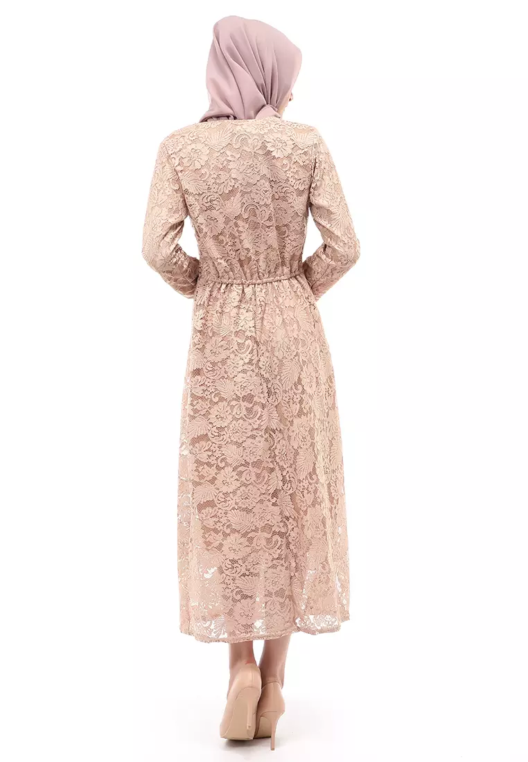 Alveera Gamis Brukat Muslimah Long Dress Regular Fit - Coksu