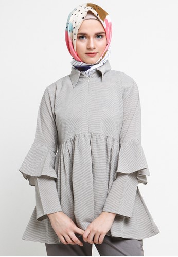 Jeanny Gingham Top Grey