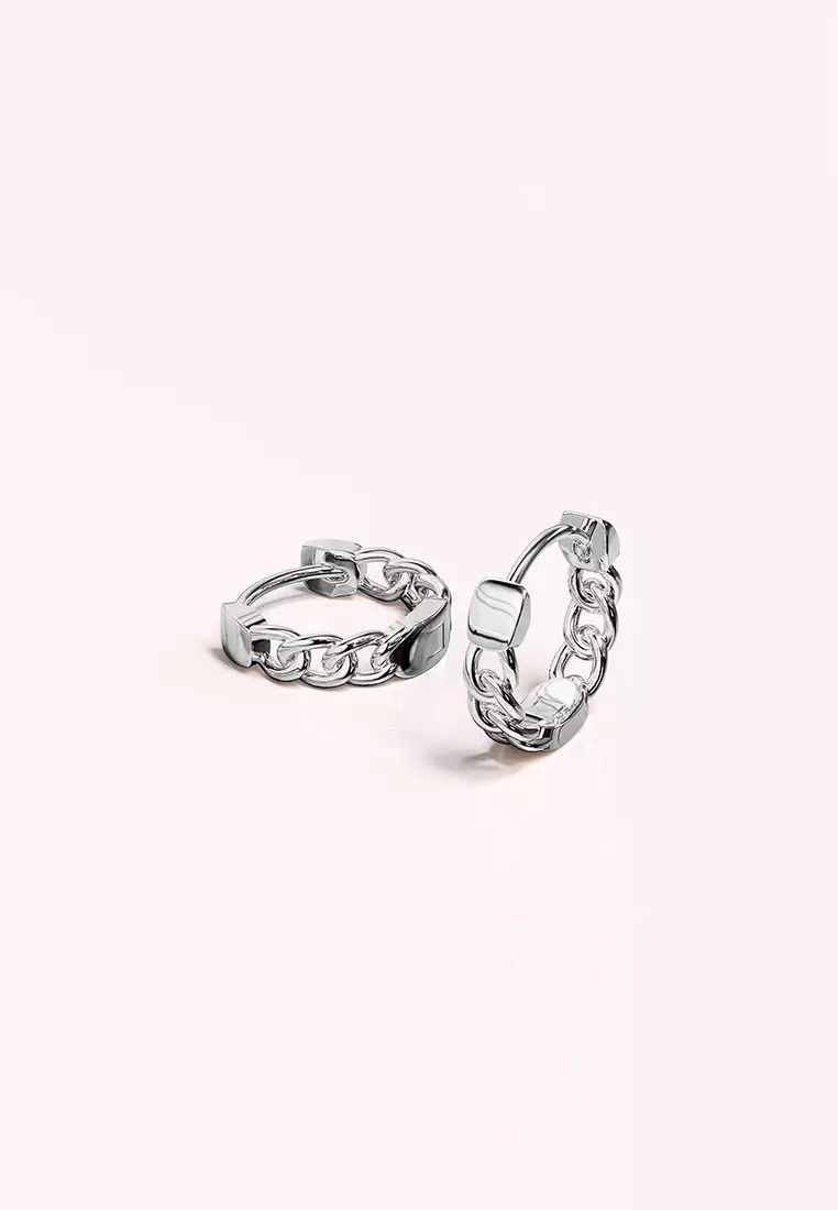 Solid 925 Sterling Silver Hoops of Lean Chains