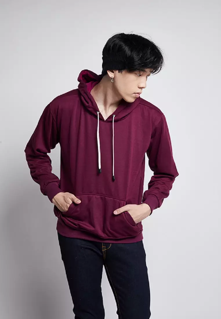 Jaket Polos Jumper Hoodie Sweater Warna Burgundy