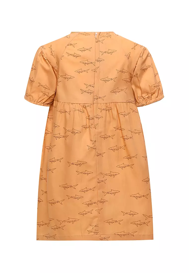 Qna Girl Pandora Dress Midi Anak Orange Muda