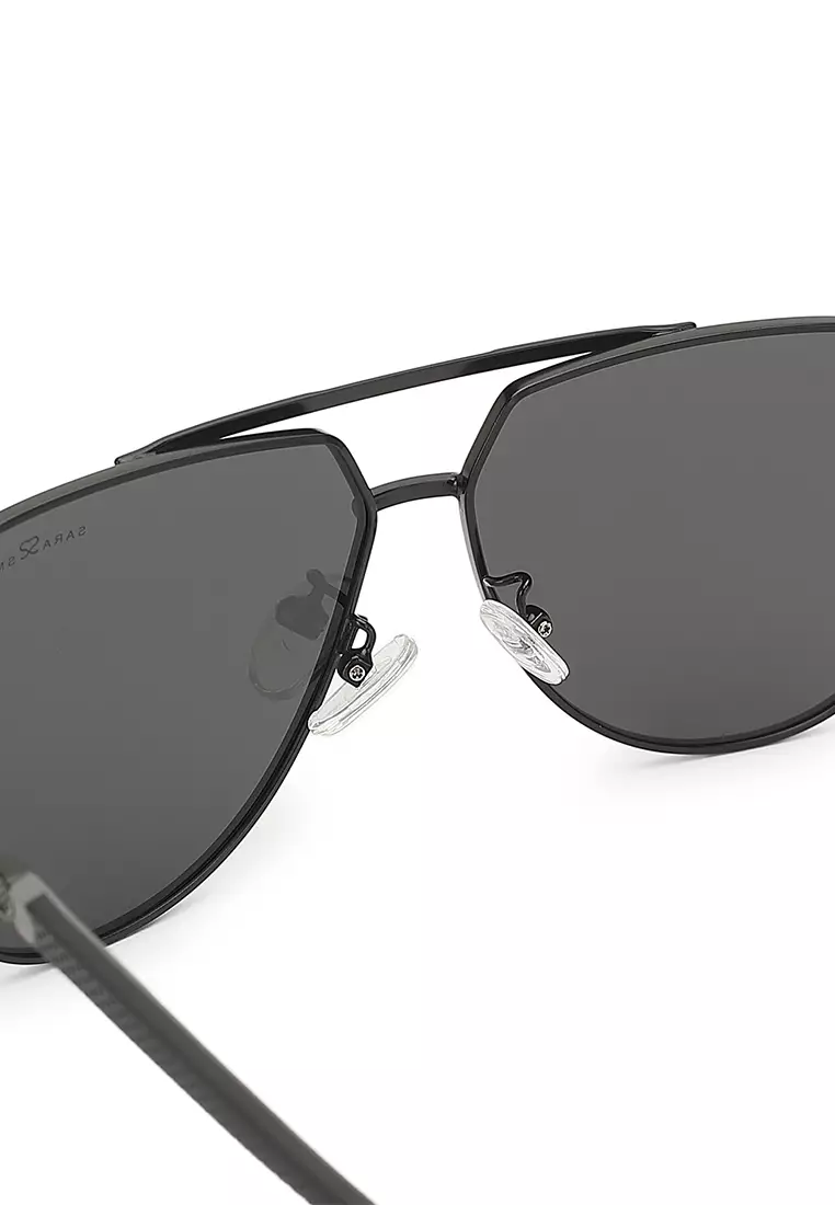 Unisex Stylish Polarized Aviator Sunglasses (Kacamata Hitam) - Emas / Abu-Abu