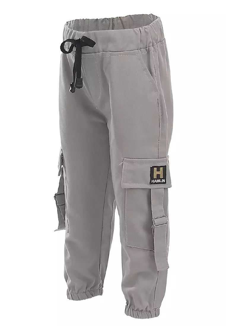 Yocelyn Celana Jogger Anak Perempuan Variasi Saku Kids Long Pants Plian Motive Material Cotton ORIGINAL - Gray