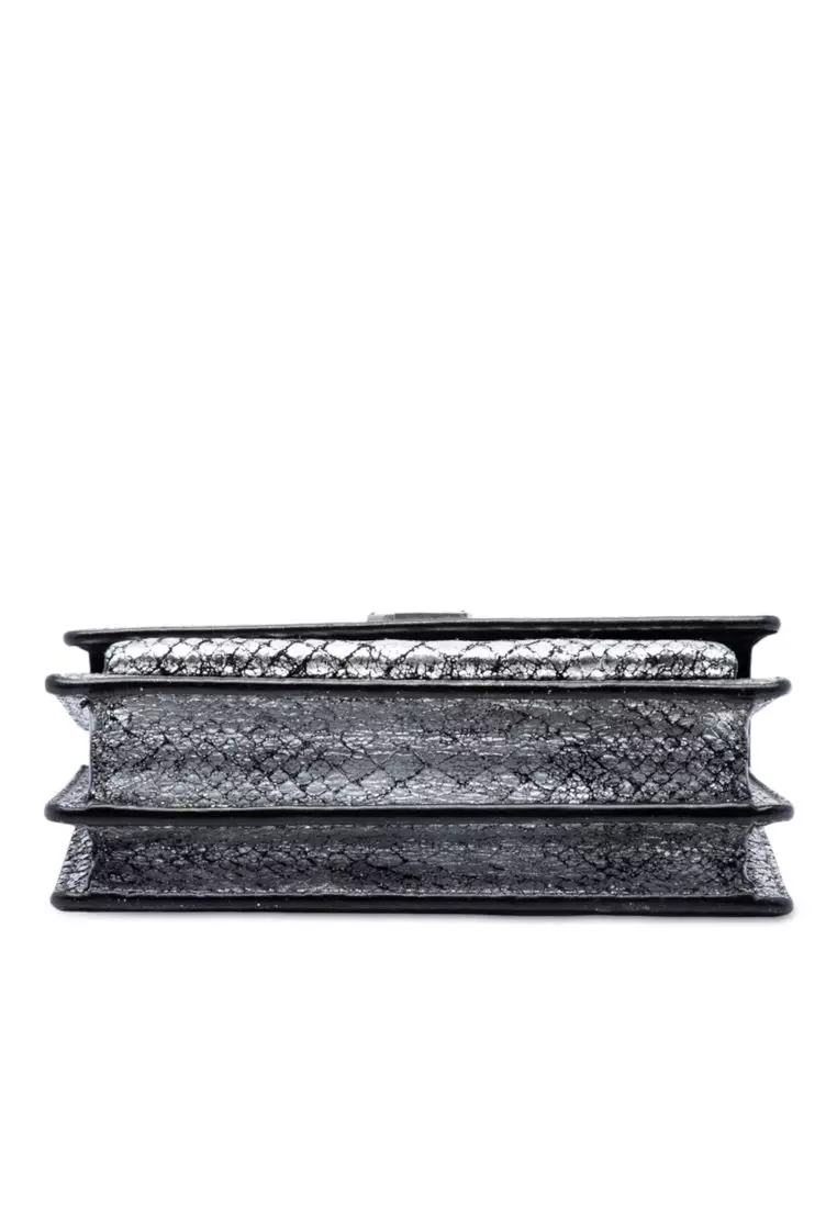 Pre-Loved Saint Laurent Medium Python Embossed Leather Monogram Sunset Crossbody