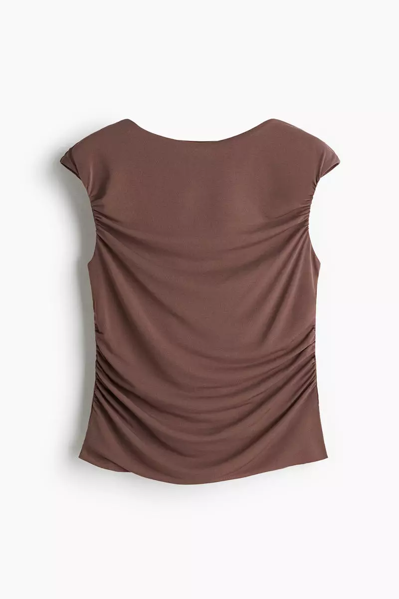 Draped cap-sleeved top