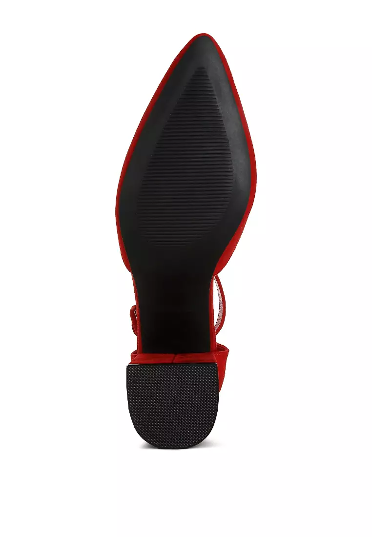 Mid Heeled Casual Sandals in Red