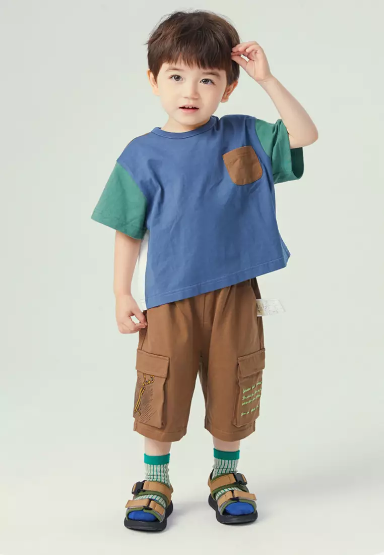 Cargo Shorts With Letter And Graphic Print