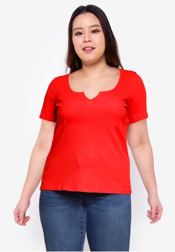 Vero Moda red Plus Size Annika Short Sleeves T-shirt 5FCA4AA043F35AGS_1