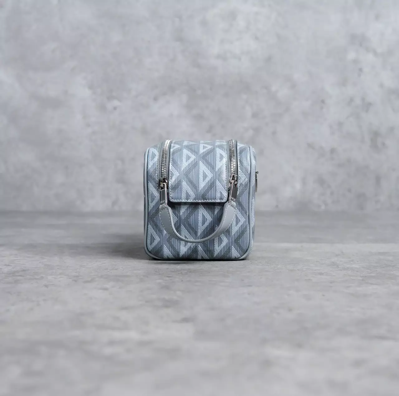 Tas CHRISTIAN DIOR DIAMOND PATTERN GREY DOUBLE ZIP POUCH 100% ORIGINAL