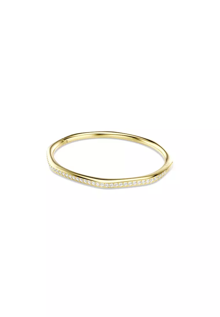 Dextera bangle, Octagon shape, Round cut, White, Gold-tone plated