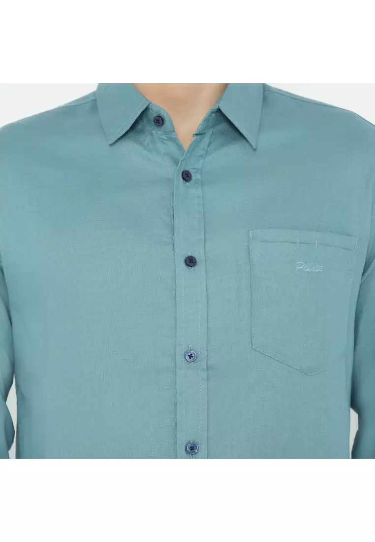 POLICE Kemeja Polos Cotton Regular Fit Lengan Panjang Pria