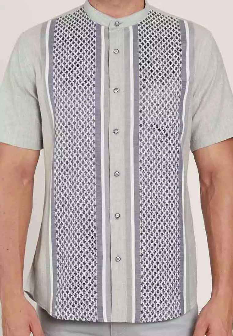 KOKO HASBIH GREY Kemeja Casual Formal Pria Lengan Pendek SS - Baju Atasan Top Man Muslim Shirt