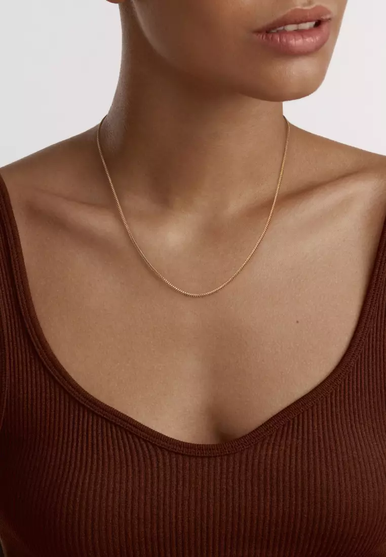 Elan Box Chain Necklace - Gold - Stainless Steel Chain Necklace  - Staple Jewelry - DW official