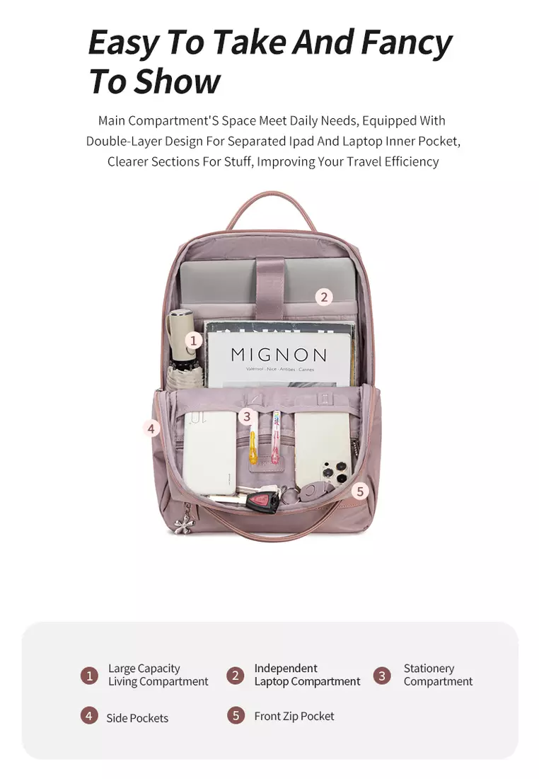 Top Handle 15.6 Laptop Compartment Waterproof All In One Backpack for Women