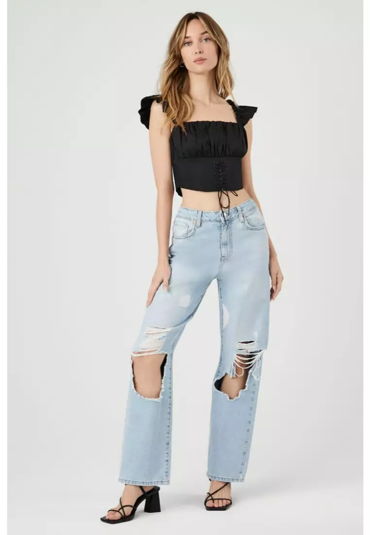 Buy FOREVER 21 Corset Lace-Up Crop Top 2024 Online