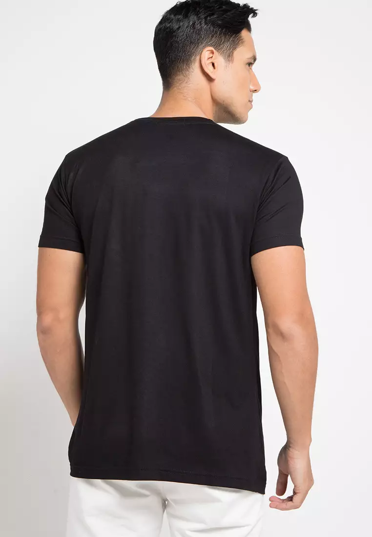 Nade NT237 nade katakana outline T-shirt anti kusut Hitam