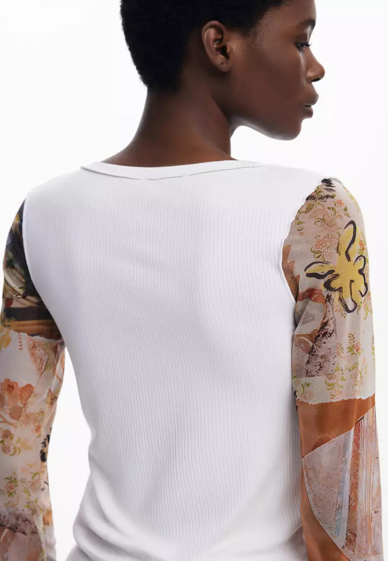 Chiffon sleeve T-shirt