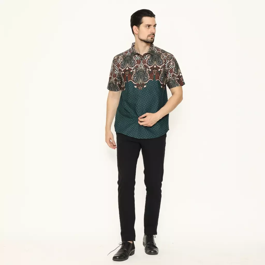 AMK Kemeja Batik Pria Lengan Pendek SHB Hara S/S Green