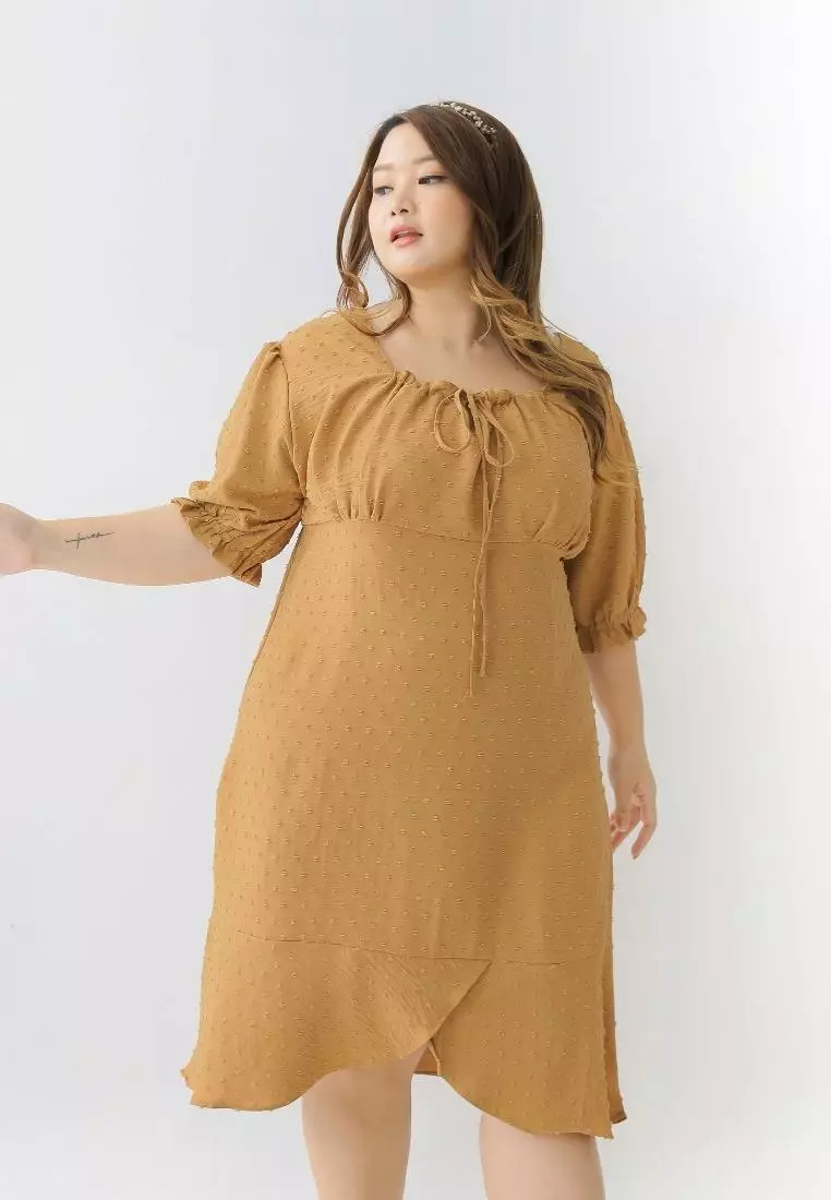 Plus Size Dress Clarissa Mustard