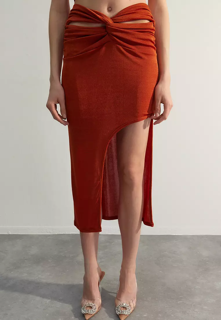 Trendyol Plus Size Knot Front Sarong Skirt 2024, Buy Trendyol Online