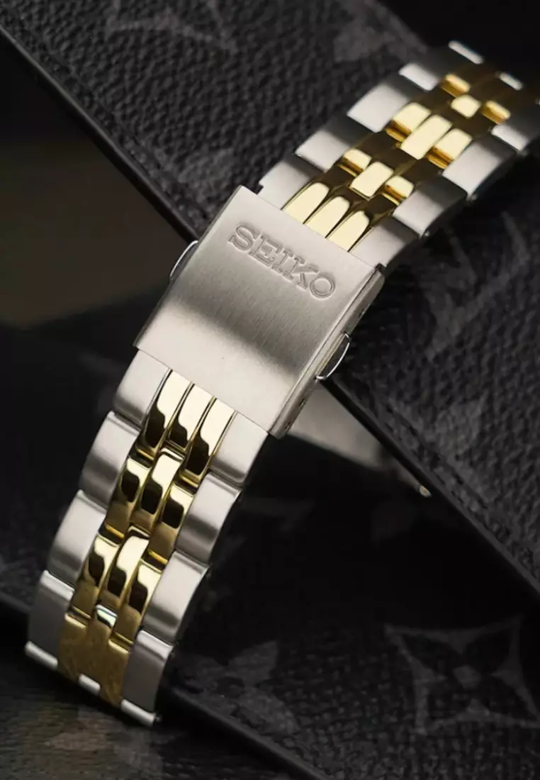 Seiko Gent Conceptual Chronograph Black Dial Two-Tone Stainless Steel Band Quartz Watch SSB430P1