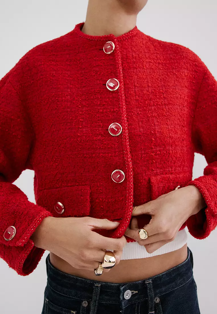 Tweed Jacket With Jewel Buttons