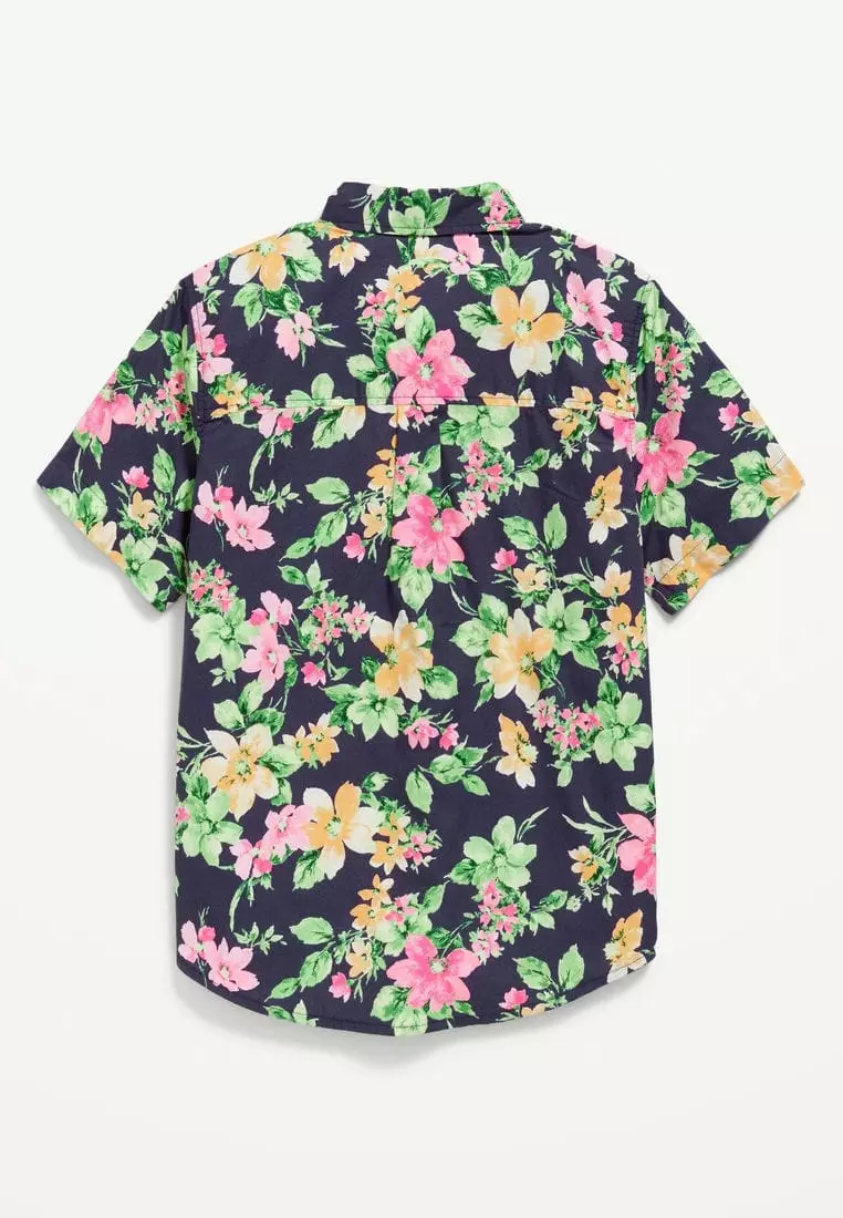 Printed Poplin Pocket Shirt For Boys