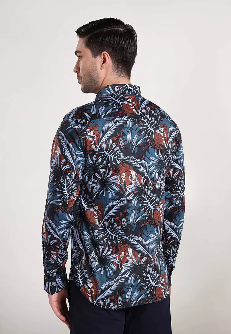 MOC Kemeja Lengan Panjang Pria Slim Fit THIGER-DARK GREY