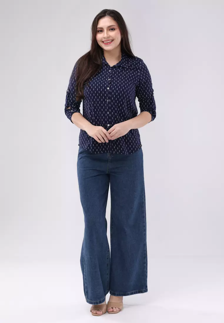Woven Printed Rayon Long Sleeves Blouse