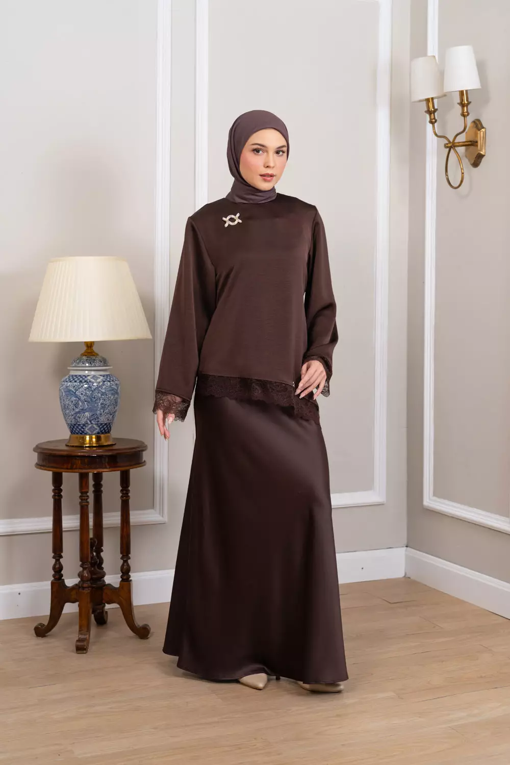 Klamby - Sera Lace Blouse Deep Espresso